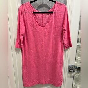 Lilly Pulitzer pink 3 quarter sleeve, cotton knit shift dress